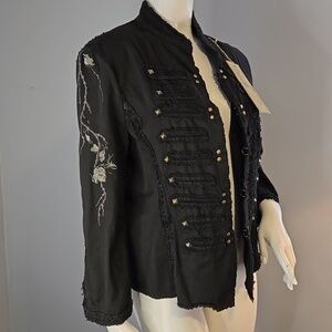 Inspira Embroidered Cotton Metal Accent 3/4 Sleeve Vintage Jacket Size XL